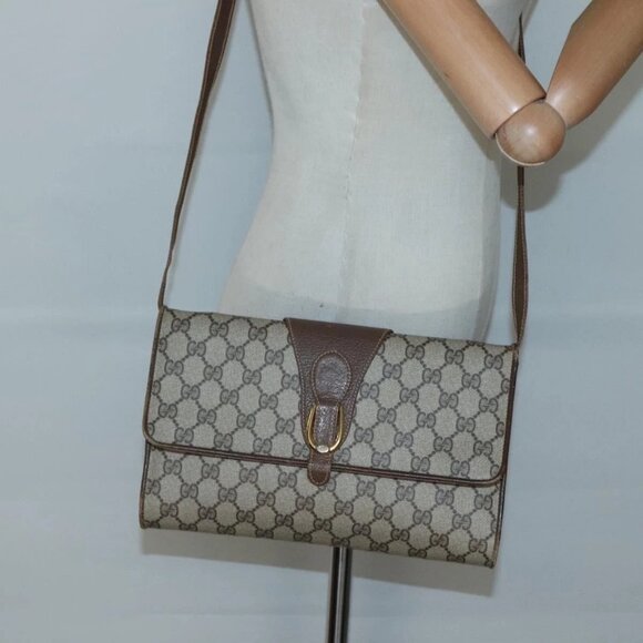 Gucci Handbags - GUCCI GG Supreme Web Sherry Line Bag PVC Beige Gold